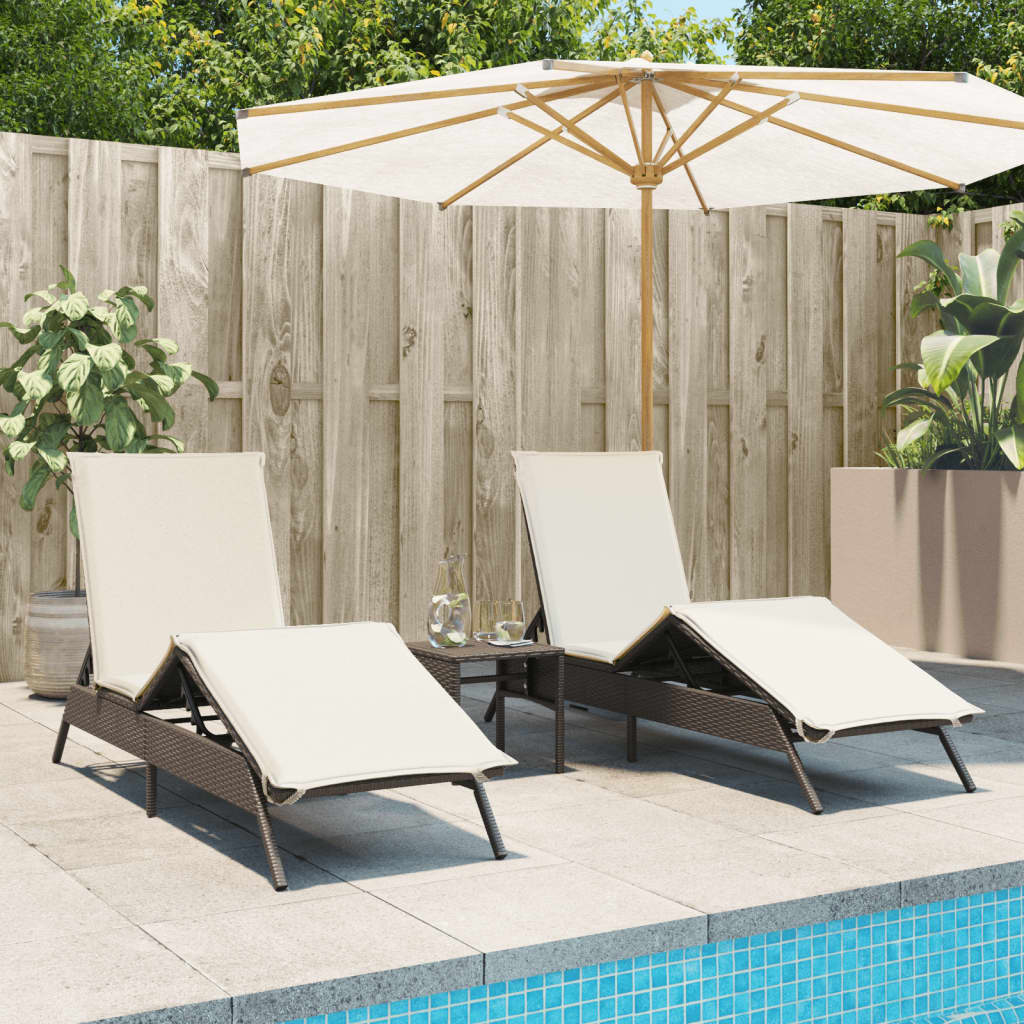 Lettini Prendisole 2 Pz Con Cuscini Marrone In Polyrattan