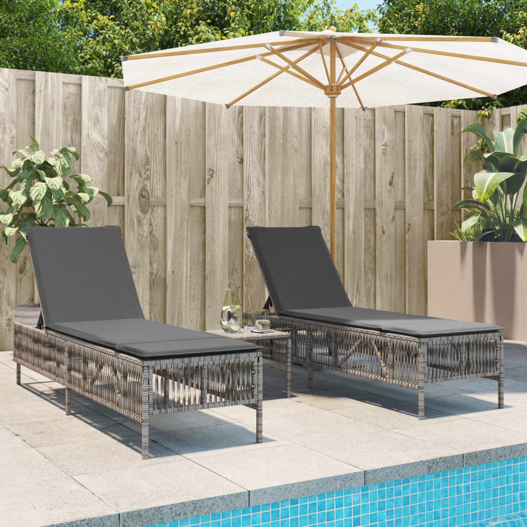 Lettini Prendisole 2 Pz Con Cuscini Grigio In Polyrattan