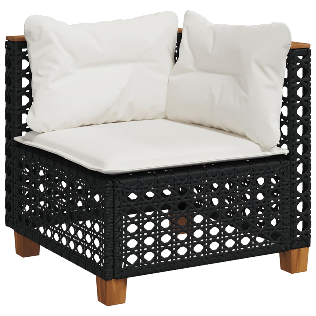 Set Divani Da Giardino 9 Pz Con Cuscini Nero In Polyrattan - Image 3
