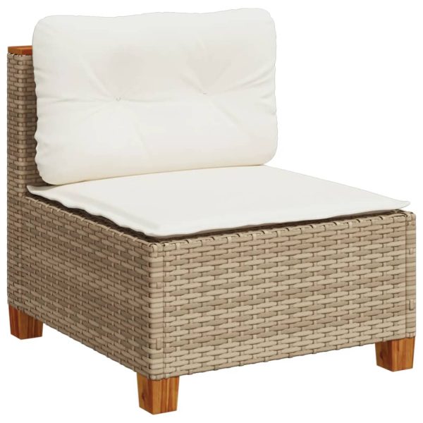 Set Divano Da Giardino 4 Pz Con Cuscini Beige In Polyrattan - Image 4