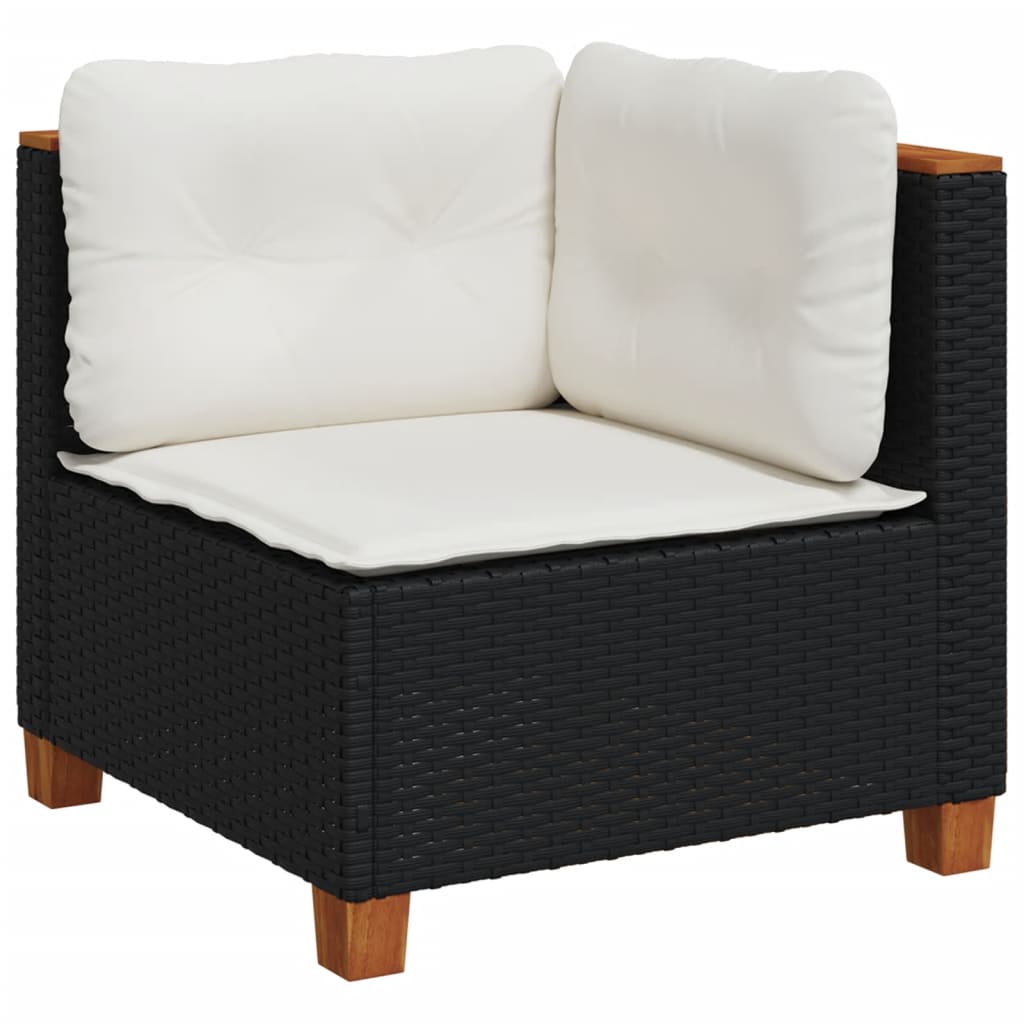 Set Divano Da Giardino 6 Pz Con Cuscini Nero In Polyrattan - Image 5