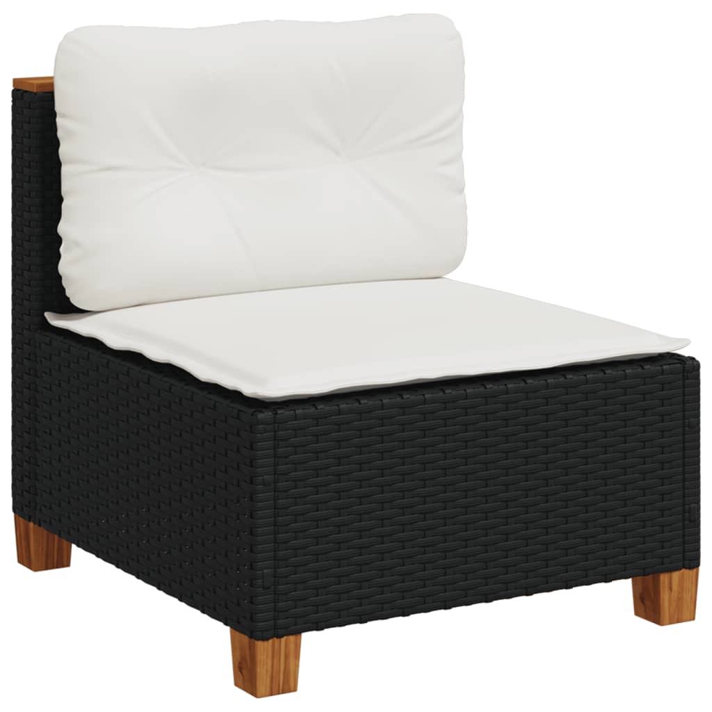 Set Divano Da Giardino 6 Pz Con Cuscini Nero In Polyrattan - Image 6