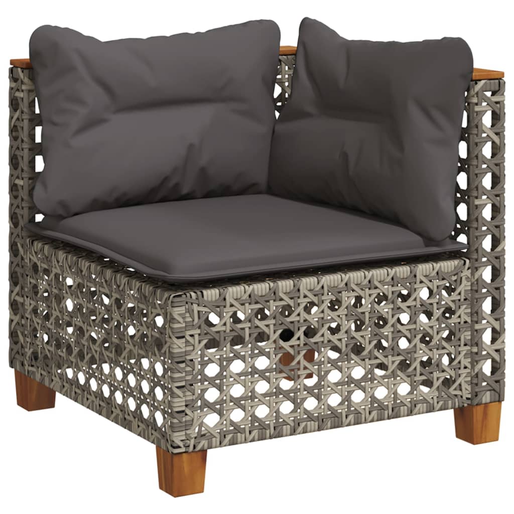 Set Divani Da Giardino 4 Pz Con Cuscini In Polyrattan Grigio - Image 4