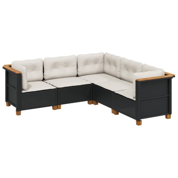 Set Divani Da Giardino 5 Pz Con Cuscini In Polyrattan Nero - Image 2