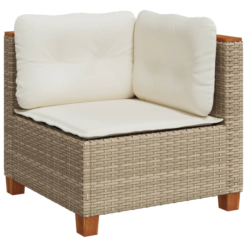 Set Divano Da Giardino 6 Pz Con Cuscini Beige In Polyrattan - Image 3