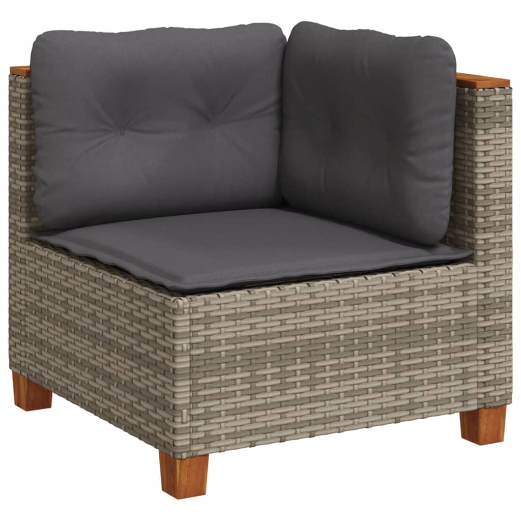 Set Divani Da Giardino 7 Pz Con Cuscini Grigio In Polyrattan - Image 3