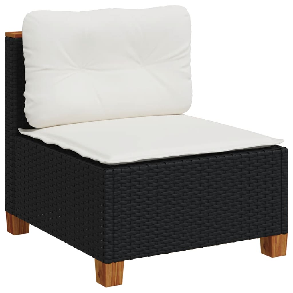 Set Divani Da Giardino Con Cuscini 7pz Nero Polyrattan - Image 4