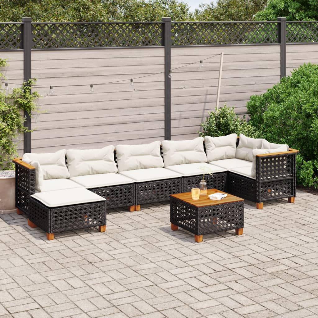 Set Divani Da Giardino Con Cuscini 8 Pz Nero In Polyrattan
