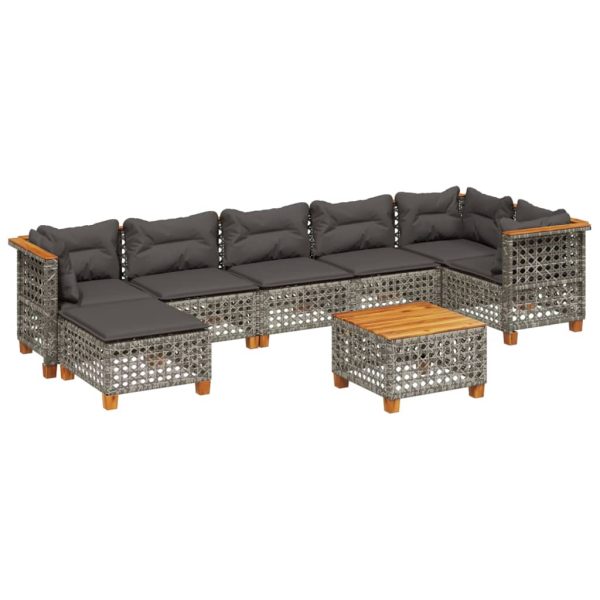 Set Divano Da Giardino 8 Pz Con Cuscini Grigio In Polyrattan - Image 2