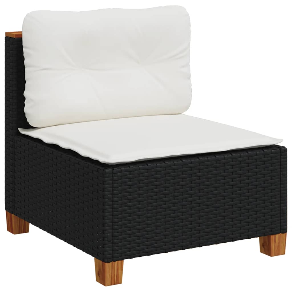Set Divani Da Giardino Con Cuscini 7pz Nero Polyrattan - Image 3