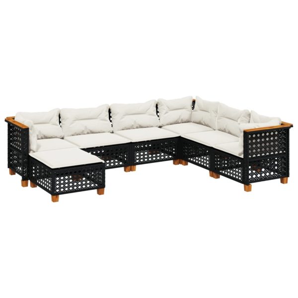 Set Divani Da Giardino Con Cuscini 7pz Nero Polyrattan - Image 2