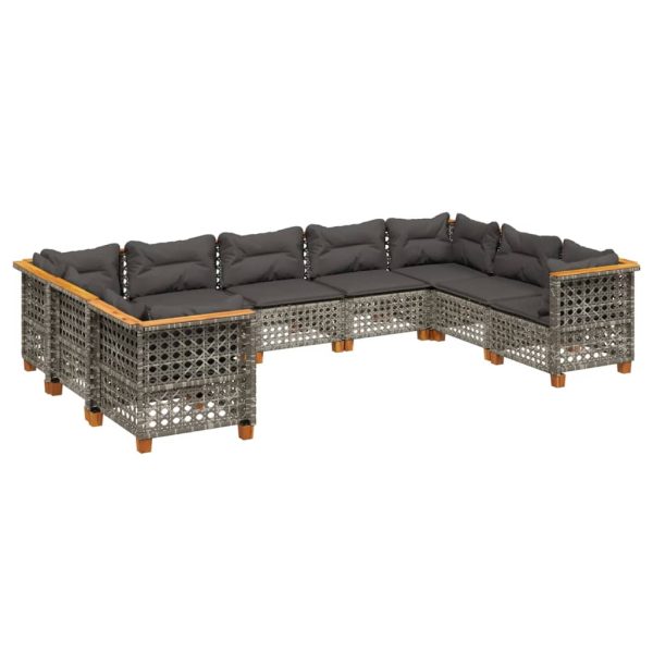 Set Divano Da Giardino 9 Pz Con Cuscini Grigio In Polyrattan - Image 2