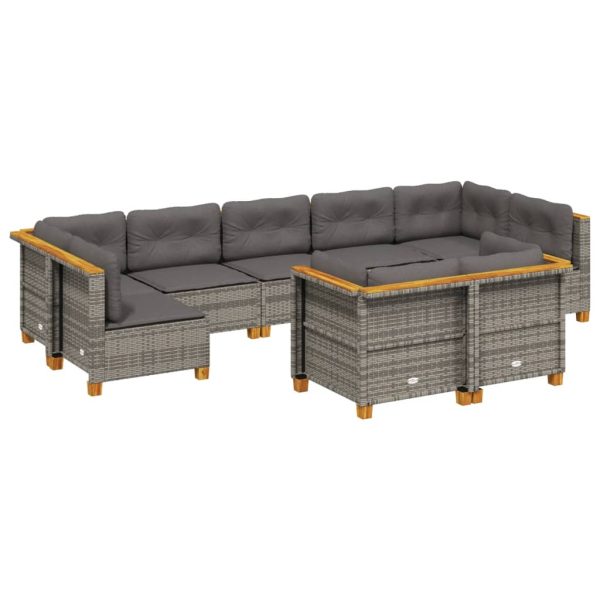 Set Divano Da Giardino 9 Pz Con Cuscini Grigio In Polyrattan - Image 2