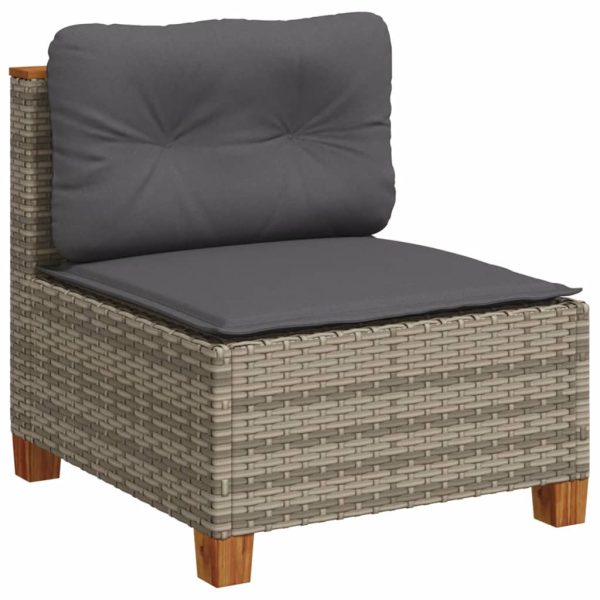 Set Divano Da Giardino 9 Pz Con Cuscini Grigio In Polyrattan - Image 4