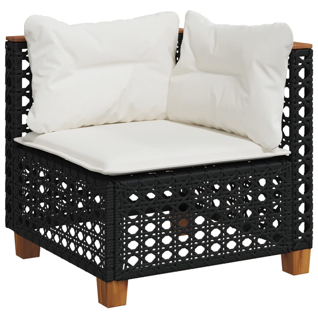 Set Divani Da Giardino 9 Pz Con Cuscini Nero In Polyrattan - Image 3