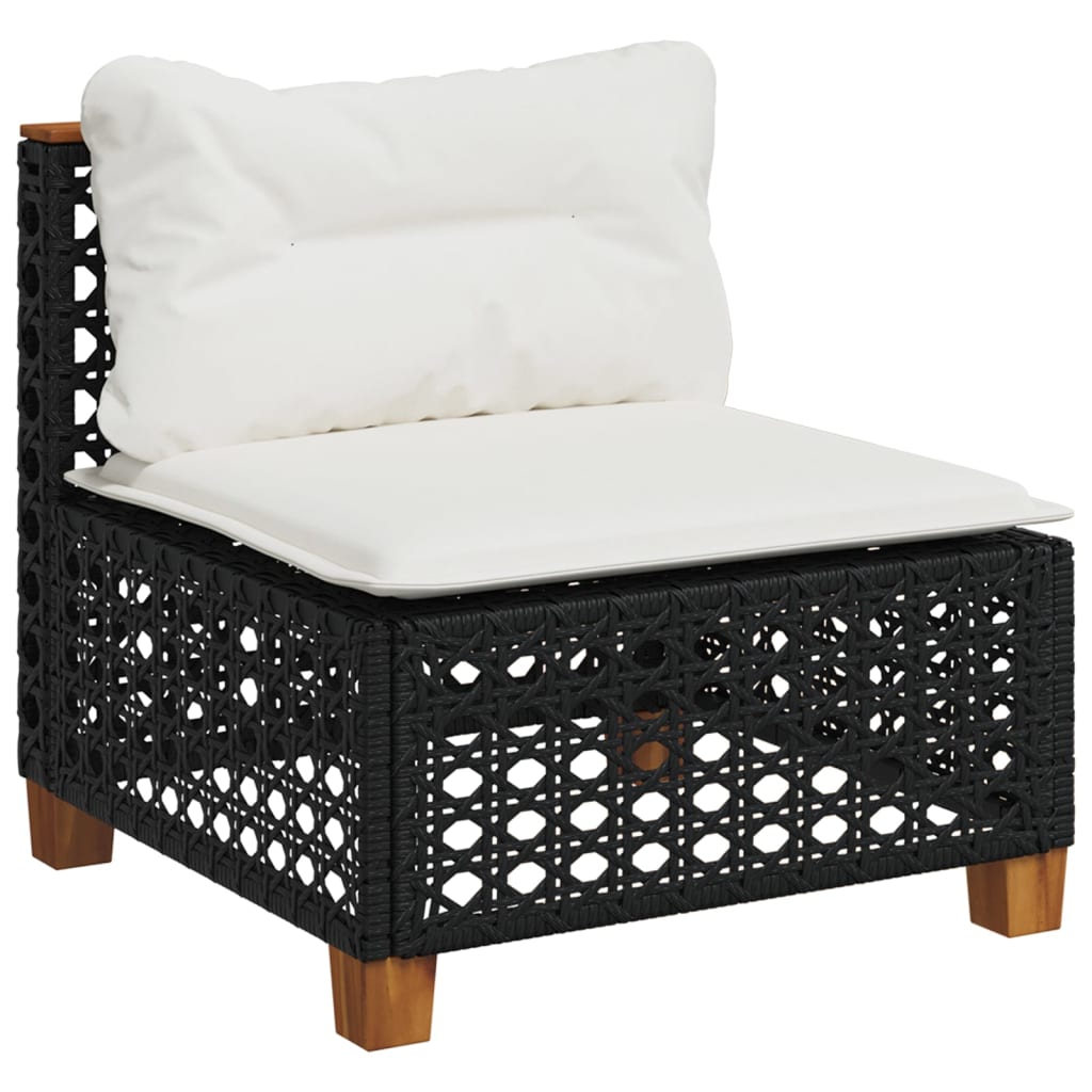 Set Divani Da Giardino 10pz Con Cuscini In Polyrattan Nero - Image 4