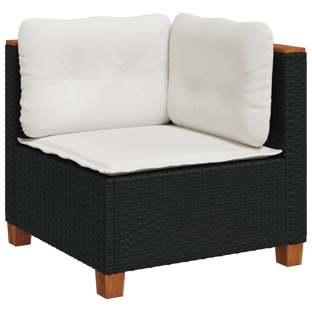 Set Divani Da Giardino 10pz Con Cuscini In Polyrattan Nero - Image 4