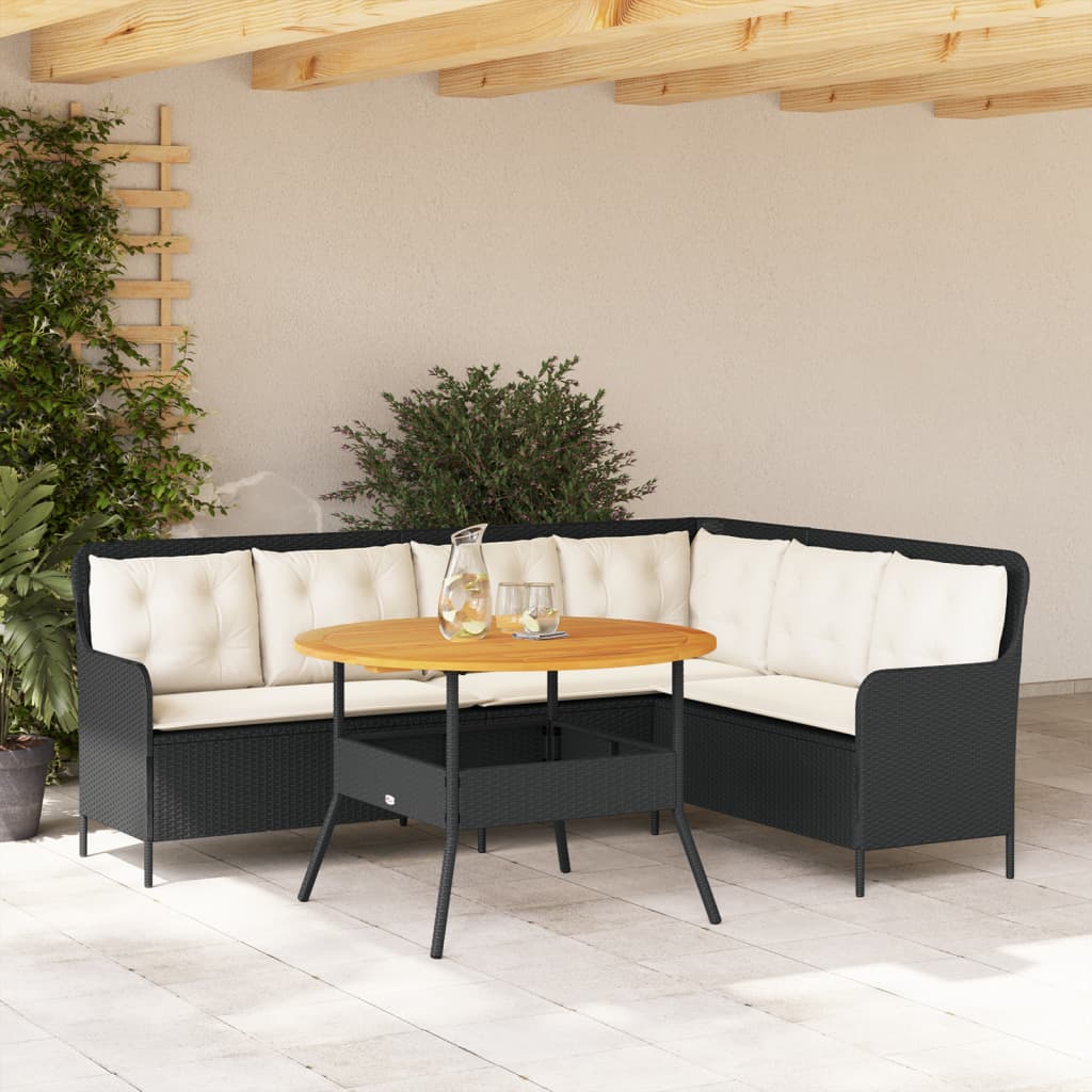 Set Divani Da Giardino 2 Pz Con Cuscini In Polyrattan Nero
