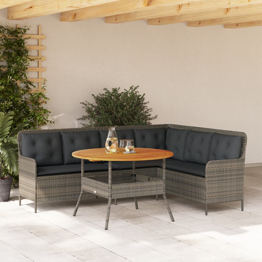 Set Divano Da Giardino 2 Pz Con Cuscini Grigio In Polyrattan