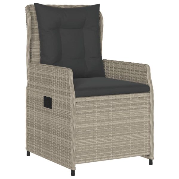 Set Pranzo Da Giardino 9pz Con Cuscini Grigio Chiaro Polyrattan - Image 3