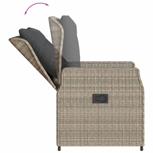 Set Pranzo Da Giardino 9pz Con Cuscini Grigio Chiaro Polyrattan - Image 5
