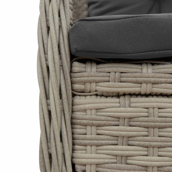 Set Pranzo Da Giardino 9pz Con Cuscini Grigio Chiaro Polyrattan - Image 6