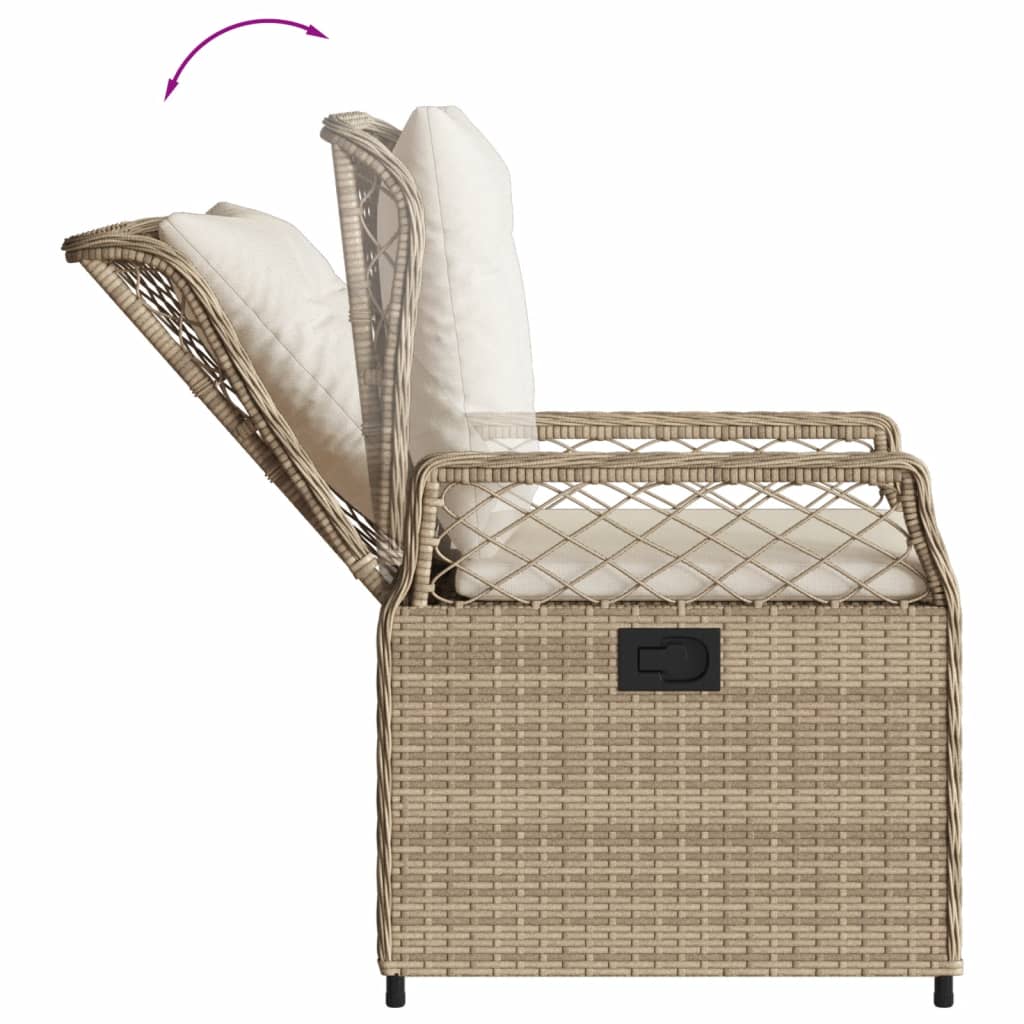 Set Da Pranzo Da Giardino 3 Pz Con Cuscini Beige In Polyrattan - Image 6