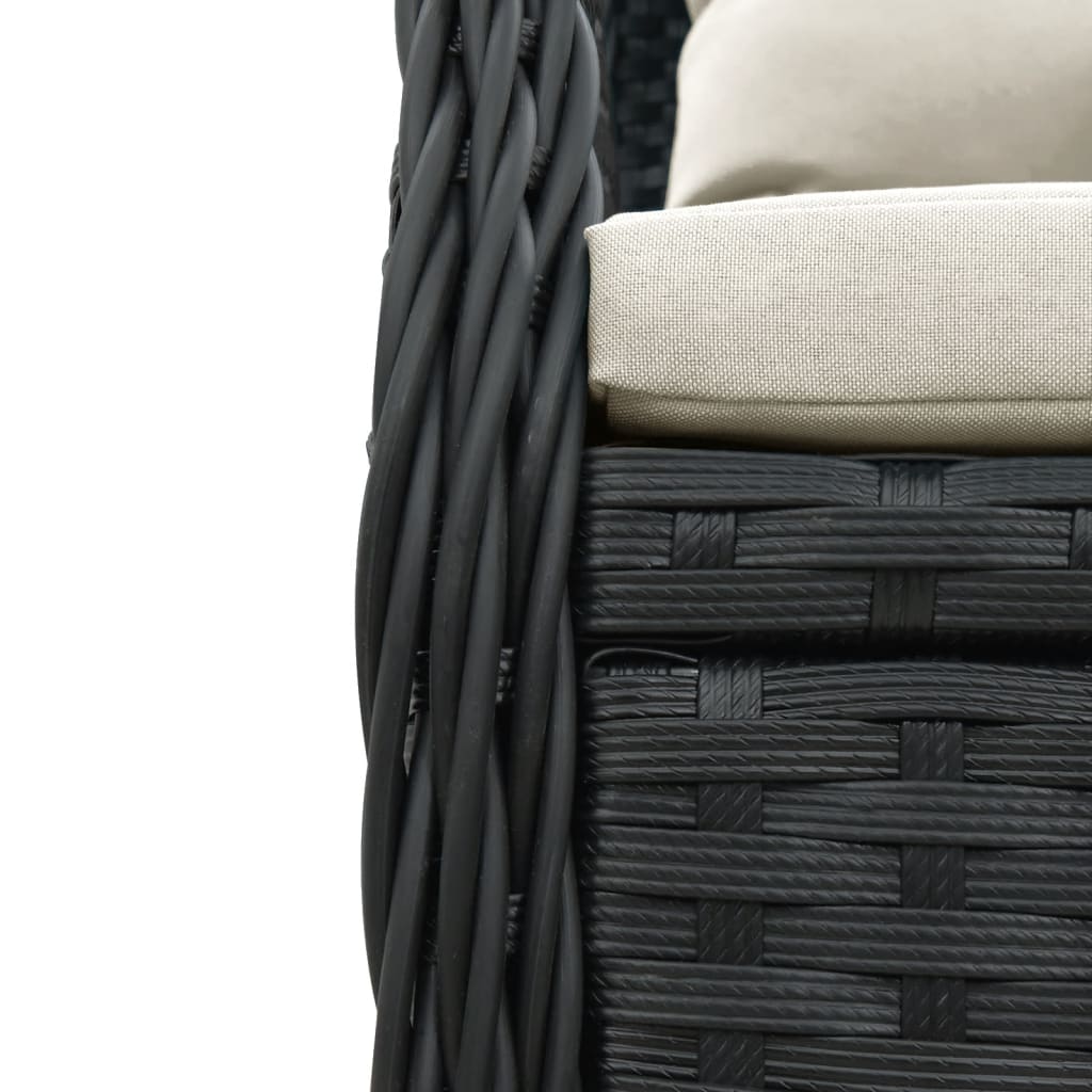 Set Da Pranzo Da Giardino 9 Pz Con Cuscini Nero In Polyrattan - Image 6
