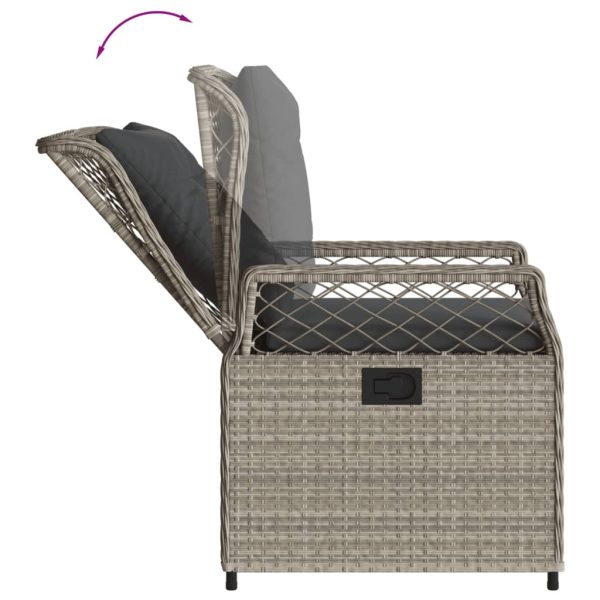 Set Pranzo Da Giardino 9pz Con Cuscini Grigio Chiaro Polyrattan - Image 5