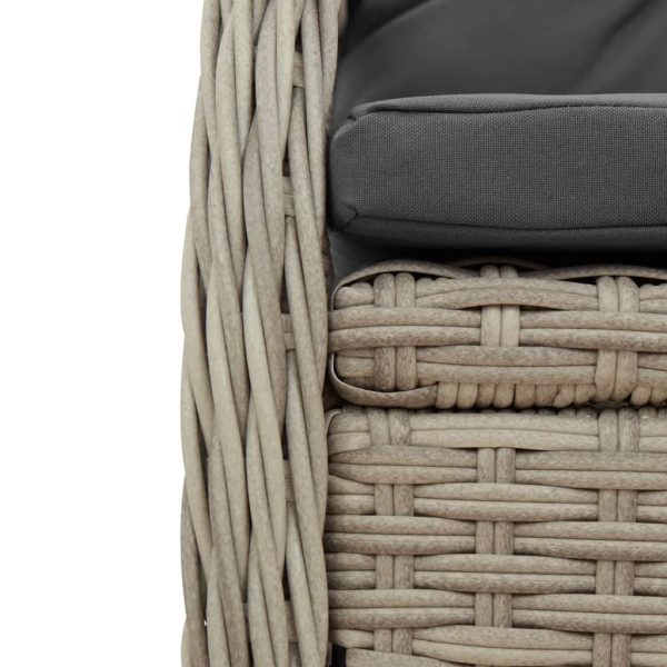 Set Pranzo Da Giardino 9pz Con Cuscini Grigio Chiaro Polyrattan - Image 6