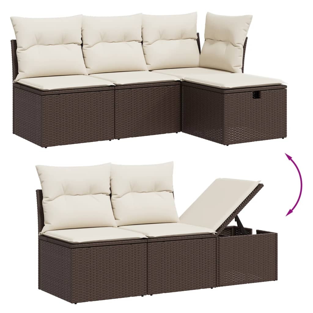 Set Divano Da Giardino 6 Pz Con Cuscini Marrone In Polyrattan - Image 3