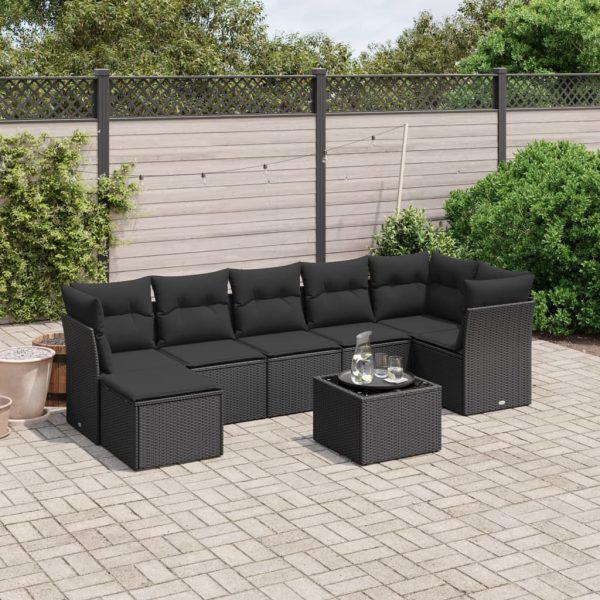 Set Divani Da Giardino Con Cuscini 8 Pz Nero In Polyrattan