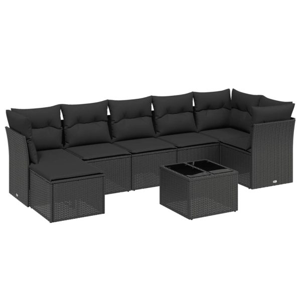 Set Divani Da Giardino Con Cuscini 8 Pz Nero In Polyrattan - Image 2