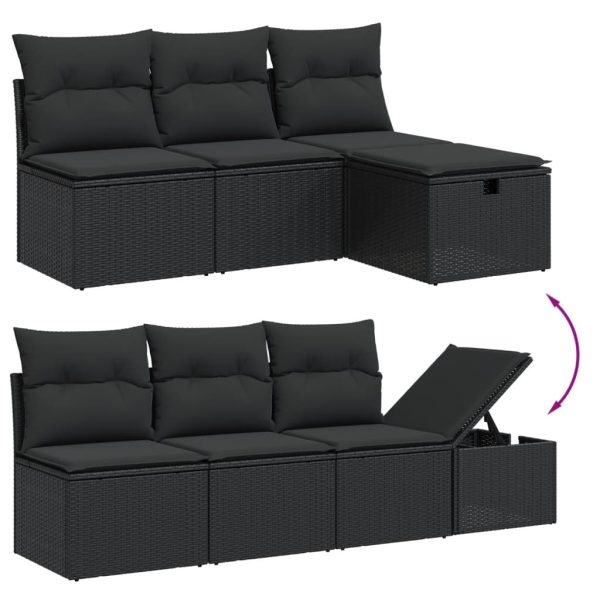 Set Divani Da Giardino Con Cuscini 8 Pz Nero In Polyrattan - Image 3