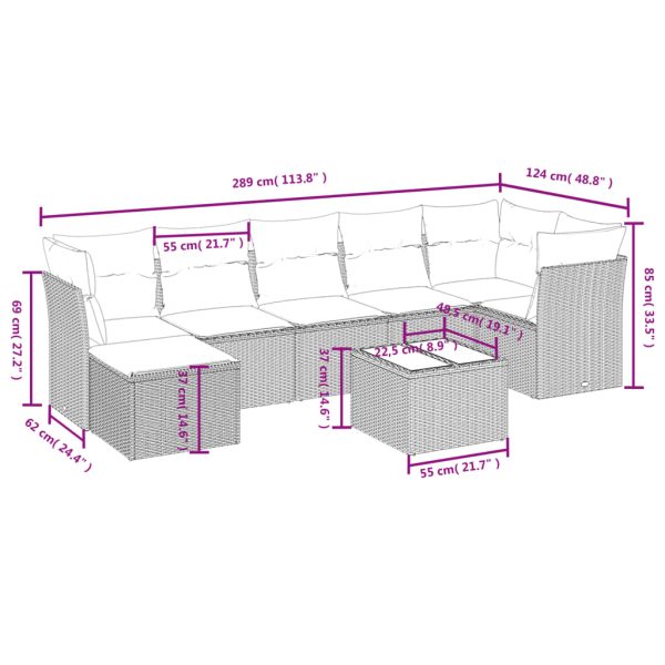 Set Divani Da Giardino Con Cuscini 8 Pz Nero In Polyrattan - Image 4
