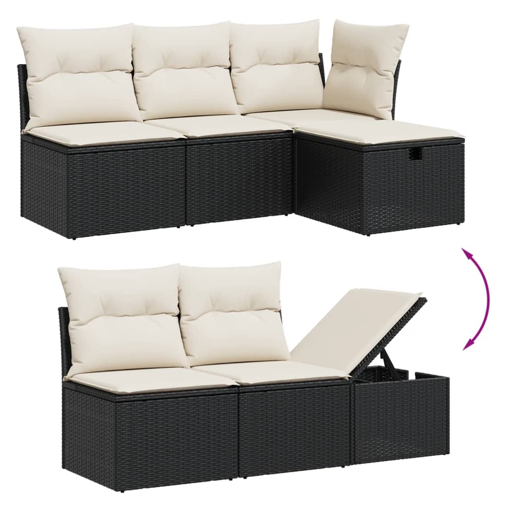 Set Divani Da Giardino Con Cuscini 7pz Nero Polyrattan - Image 3