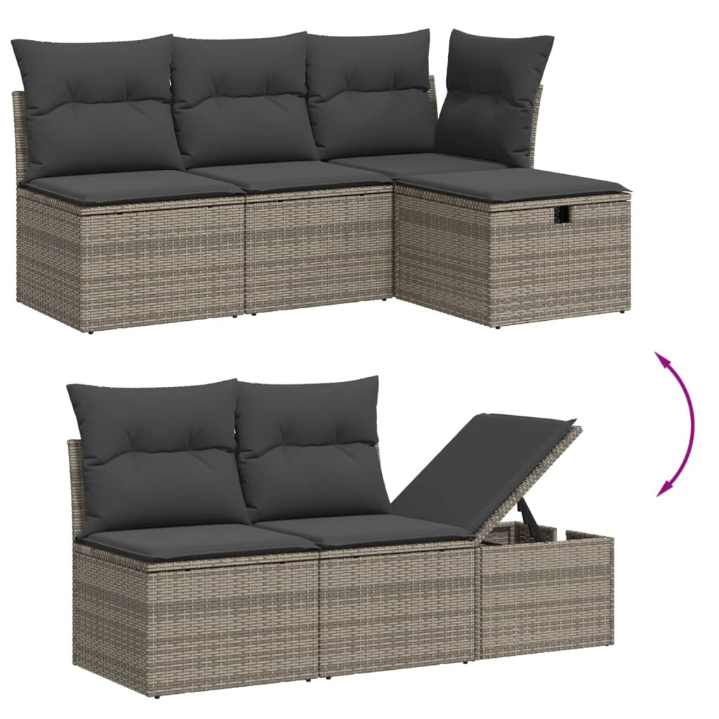 Set Divani Da Giardino 7 Pz Con Cuscini Grigio In Polyrattan - Image 3