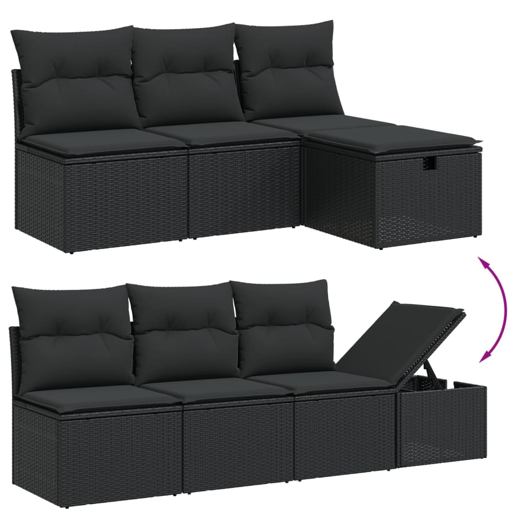 Set Divani Da Giardino Con Cuscini 8 Pz Nero In Polyrattan - Image 3