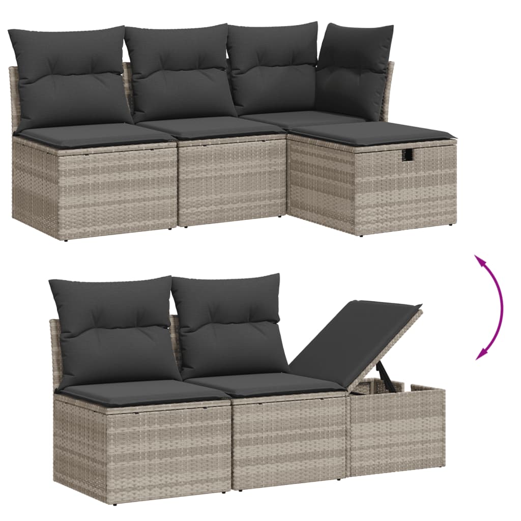 Set Divano Da Giardino 6pz Con Cuscini Grigio Chiaro Polyrattan - Image 3