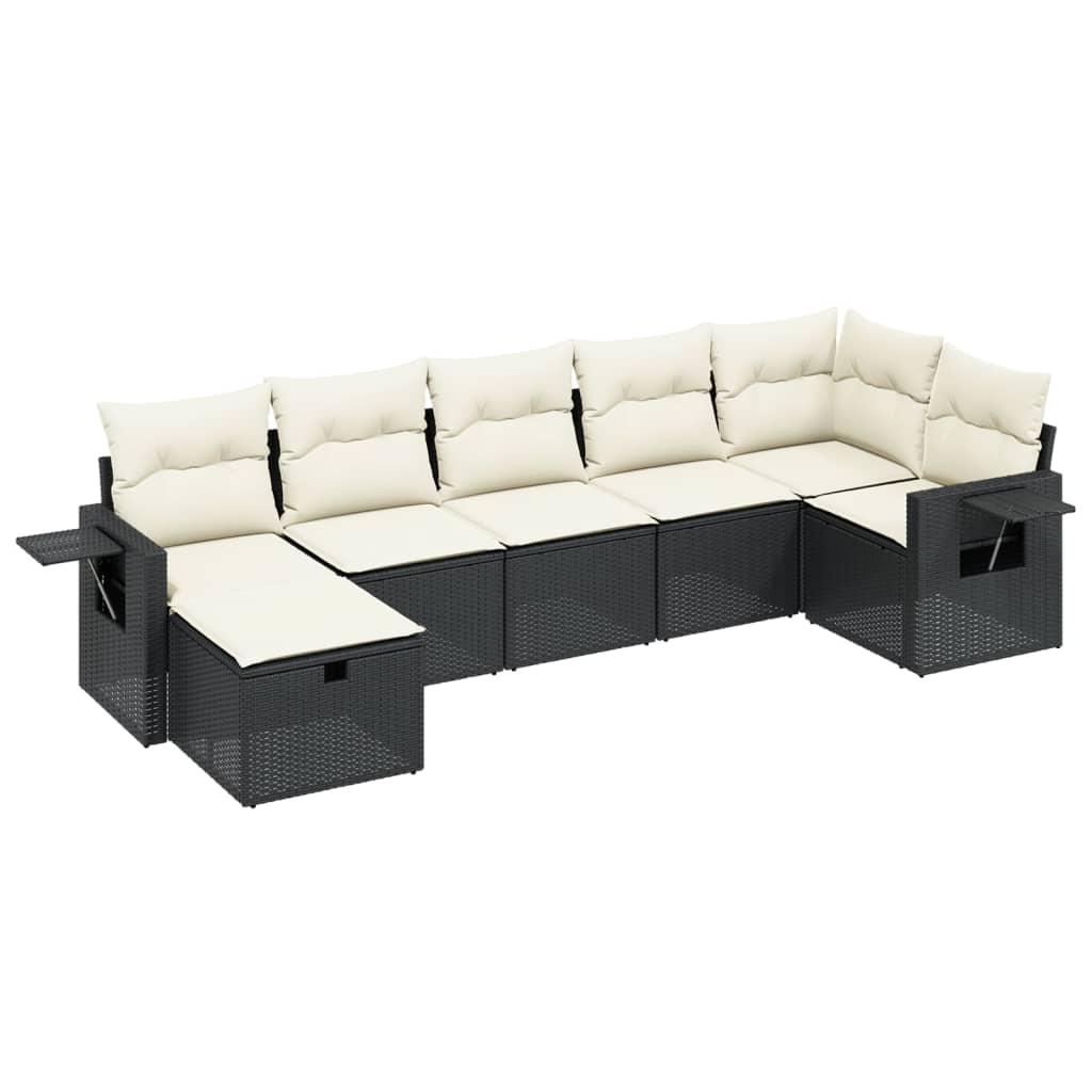 Set Divani Da Giardino Con Cuscini 7pz Nero Polyrattan - Image 2