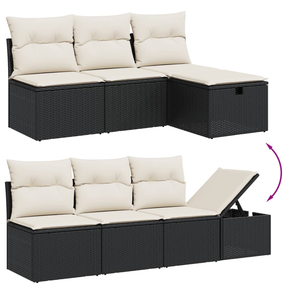 Set Divani Da Giardino Con Cuscini 7pz Nero Polyrattan - Image 3