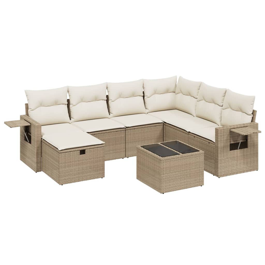 Set Divano Da Giardino 8 Pz Con Cuscini Beige In Polyrattan - Image 2