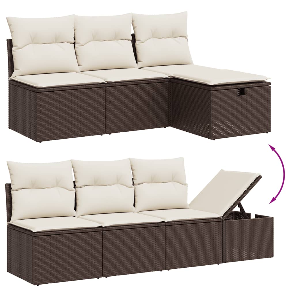 Set Divani Da Giardino 7 Pz Con Cuscini Marrone In Polyrattan - Image 3