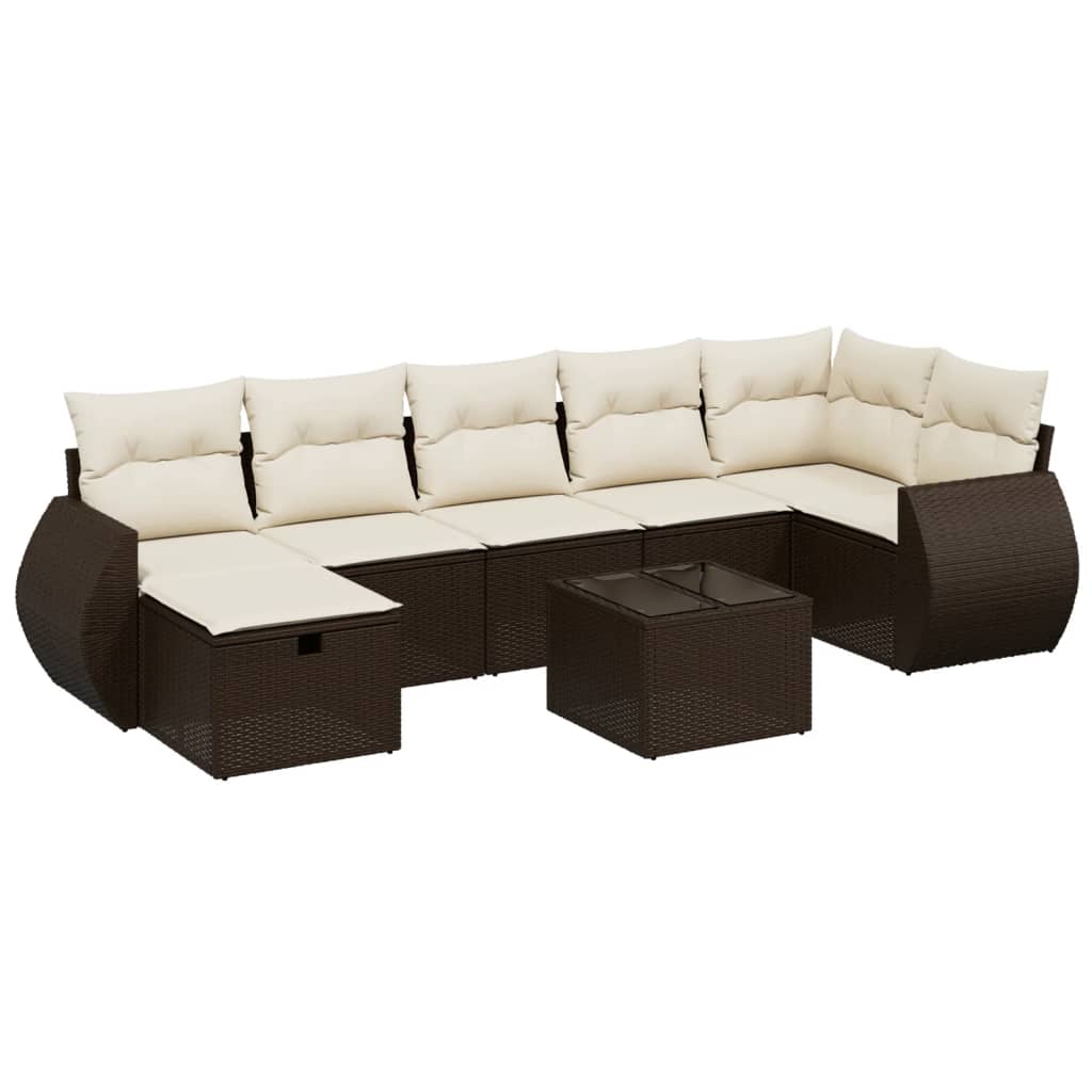 Set Divani Da Giardino 8 Pz Con Cuscini Marrone In Polyrattan - Image 2