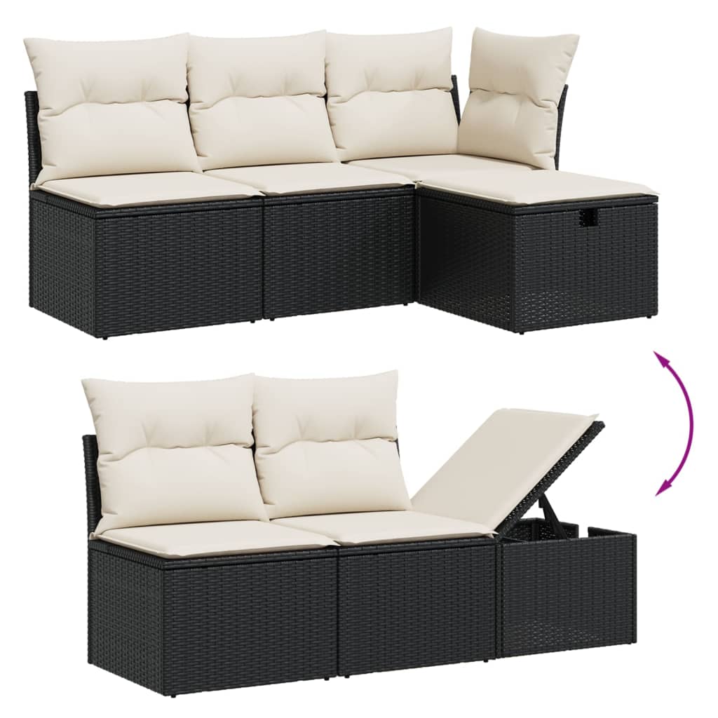 Set Divani Da Giardino Con Cuscini 7pz Nero Polyrattan - Image 3