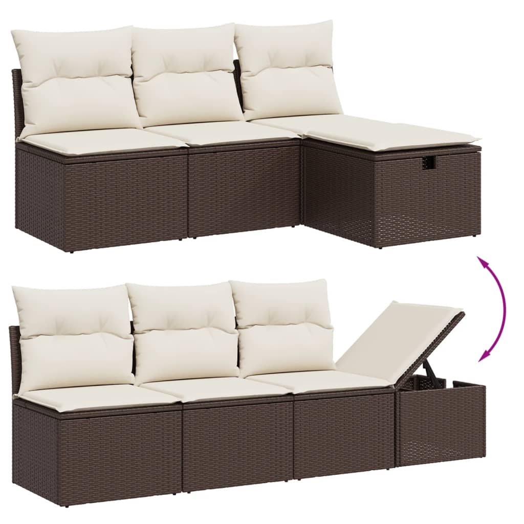 Set Divani Da Giardino 7 Pz Con Cuscini Marrone In Polyrattan - Image 3