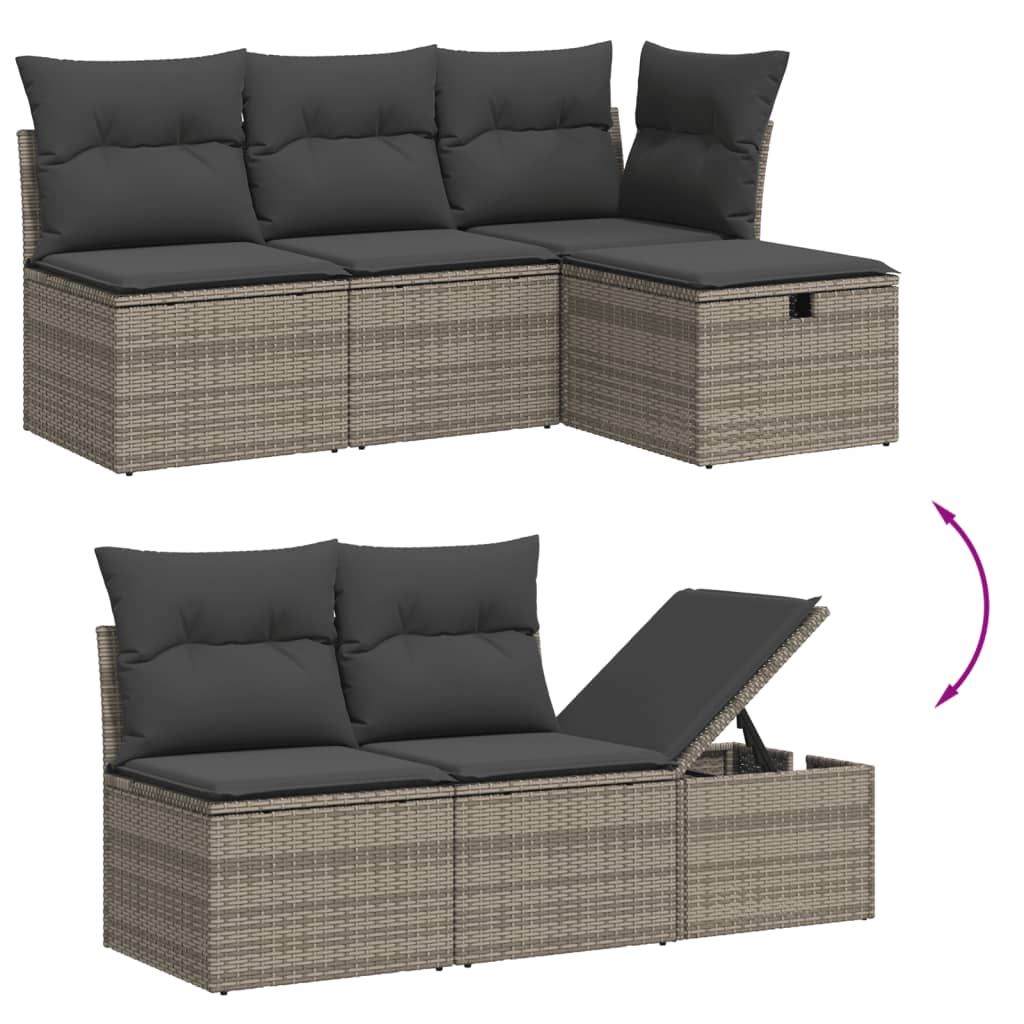 Set Divano Da Giardino 6 Pz Con Cuscini Grigio In Polyrattan - Image 3