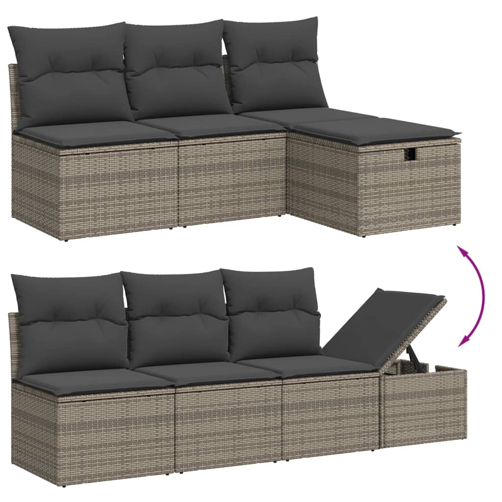Set Divano Da Giardino 8 Pz Con Cuscini Grigio In Polyrattan - Image 3