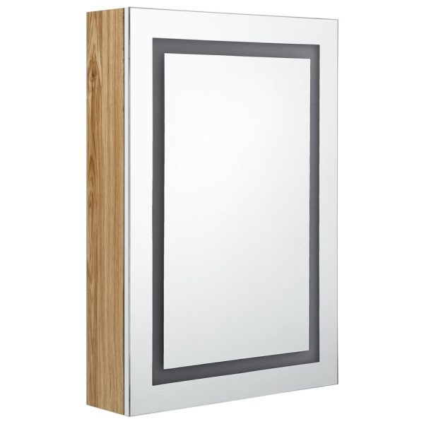 Armadietto Bagno Con Specchio E Led Bianco E Rovere 50x13x70 cm - Image 3
