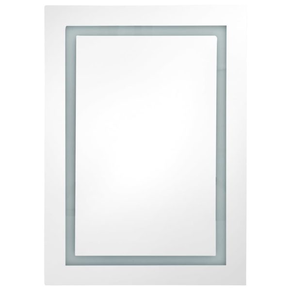 Armadietto Bagno Con Specchio E Led Bianco E Rovere 50x13x70 cm - Image 4